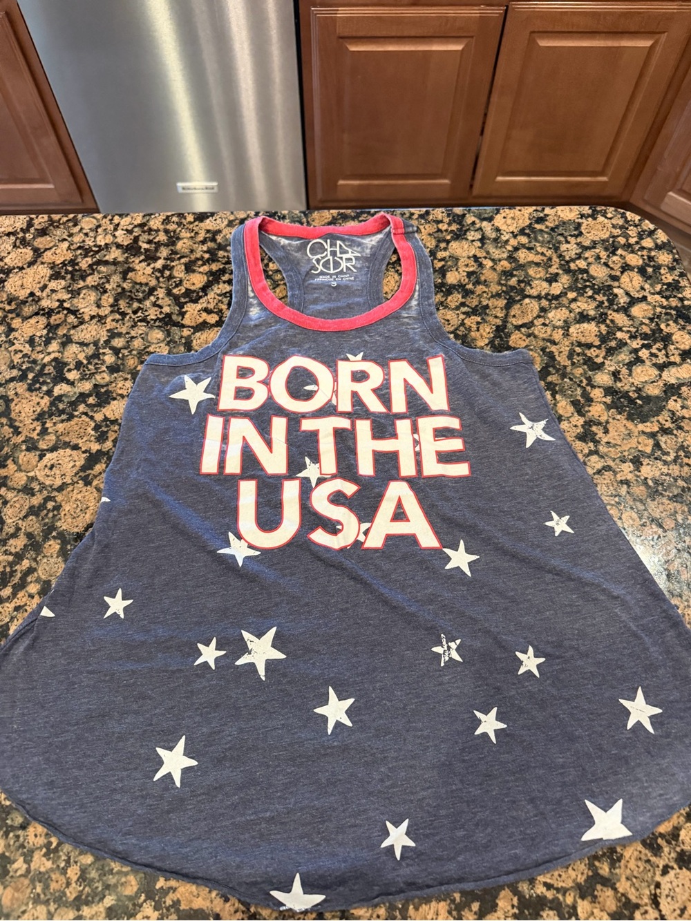 Chaser Stars Navy Blue Tank with Red Trim